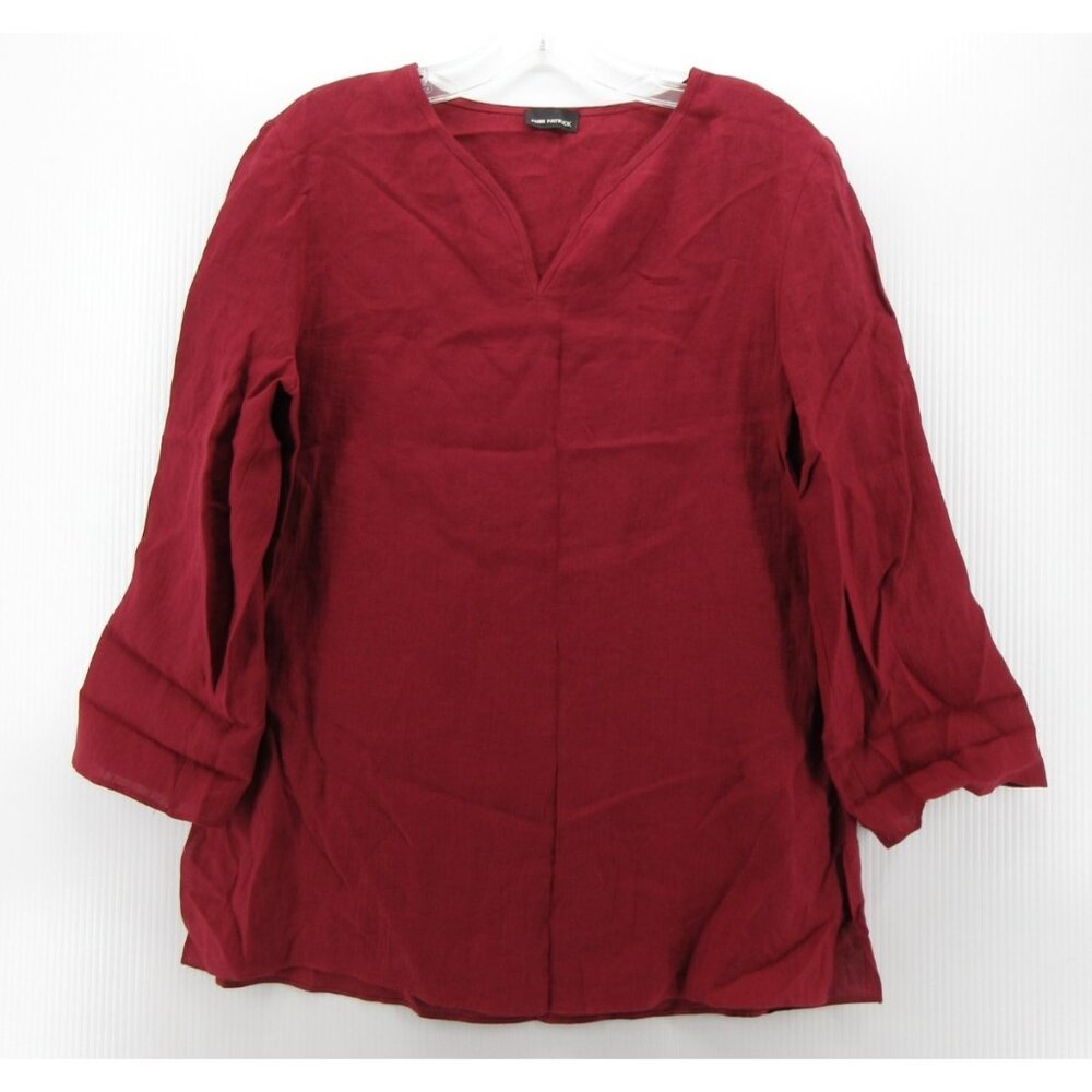 John Patrick Top XS Irish Linen Blouse Pullover Woven USA Oversized